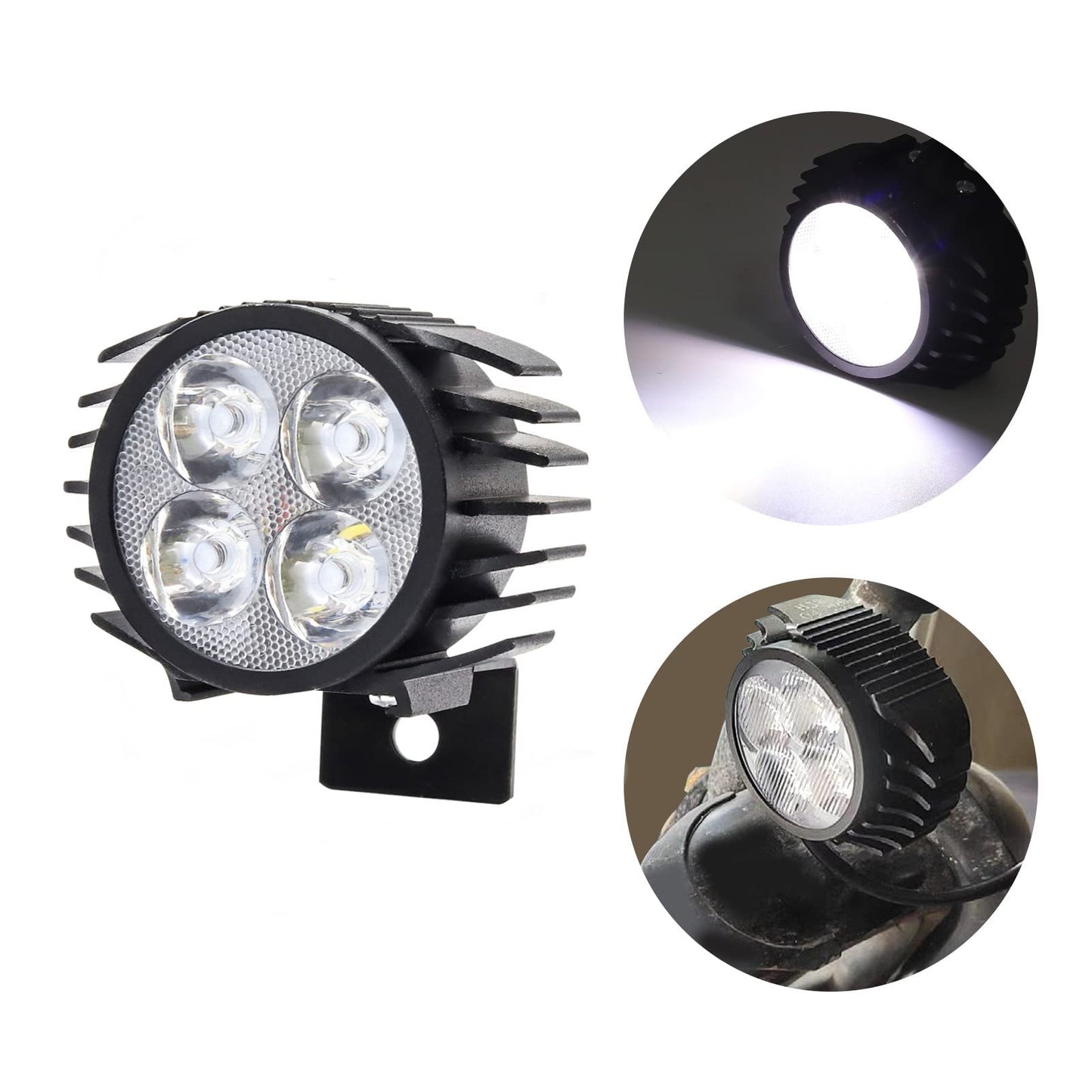 E-Bike Front Lights with Horn for Scooter, 36-60V Alloy Waterproof Lamp 12W Electric Scooter Led Lamp with Bell