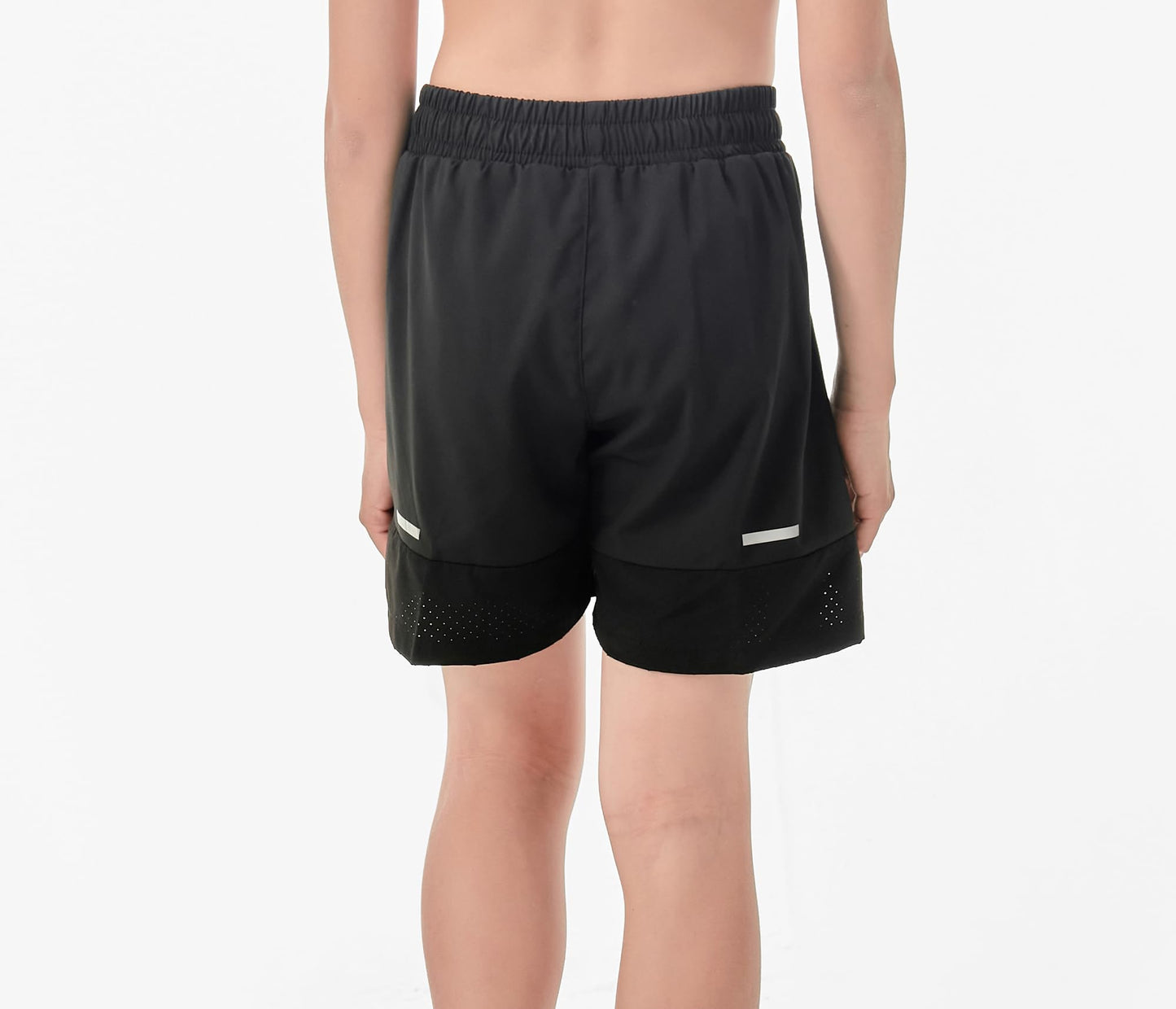 IRELIA 2 Pack Boys Box Brief Liner Compression Zipper Pocket Shorts Kids Quick Dry Sports Shorts Reflective Strip BB 10-12 Black/Black