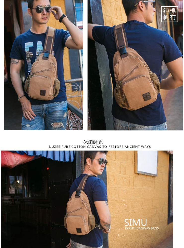 Sling Bag Pack Canvas Shoulder Sling Backpack Small Crossbody Chest Bag for ipad mini