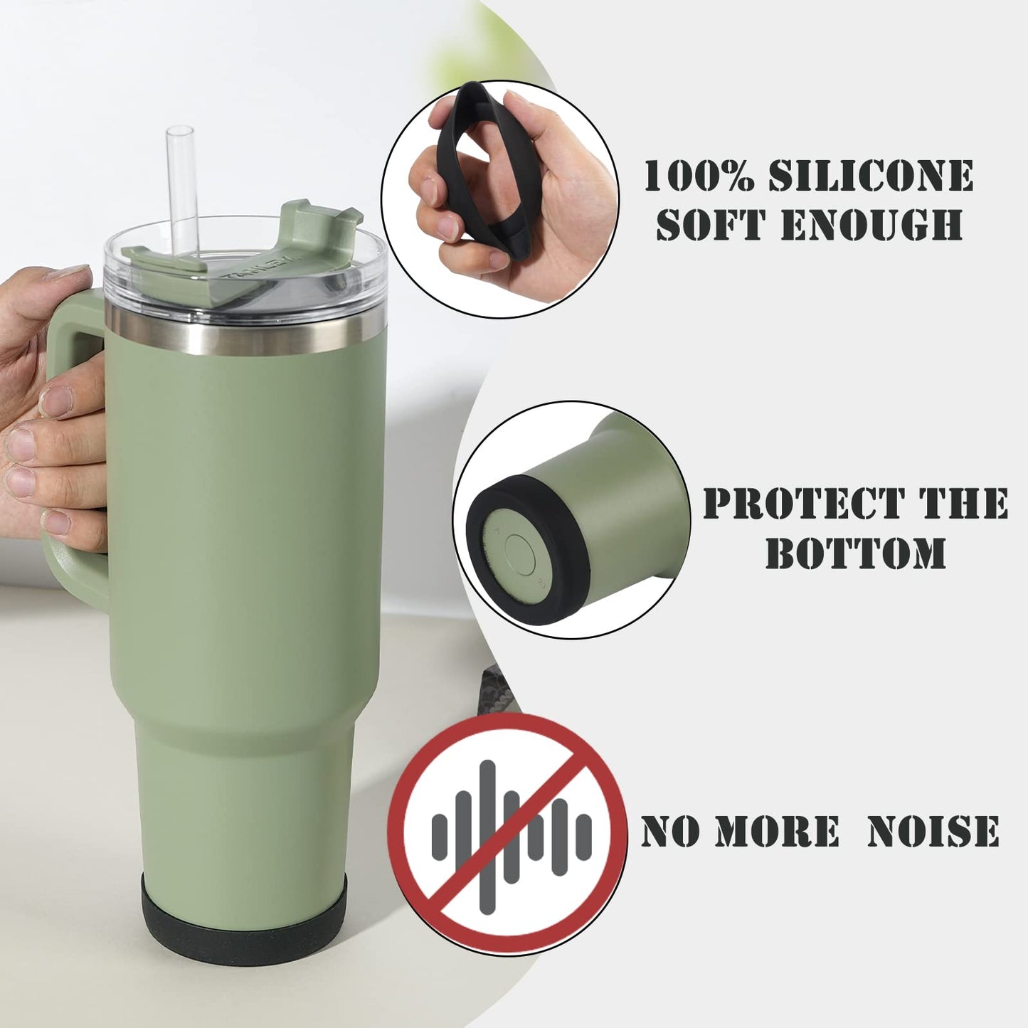 4 PCS Bottle Covers for Stanley Adventure Quencher Tumbler 40oz, Anti-Slip Silicone Boot, Accessories for Stanley Cup