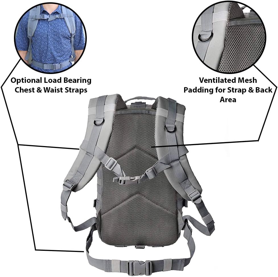 Exos Bravo Backpack - Large Military Hiking Backpack 34L - Waterproof Heavy-Duty Molle Hunting Bag for Men - Tactical Rucksack Daypack - Hydration Pack Compatible for Running, Cycling - (Coyote Tan)