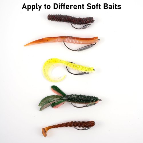 Dr.Fish 15 Pack Weighted EWG Hooks Weighted Worm Swimbait Hooks Bass Fishing Inline Extra Wide Gap Texas Rig Carolina Rig 4/0