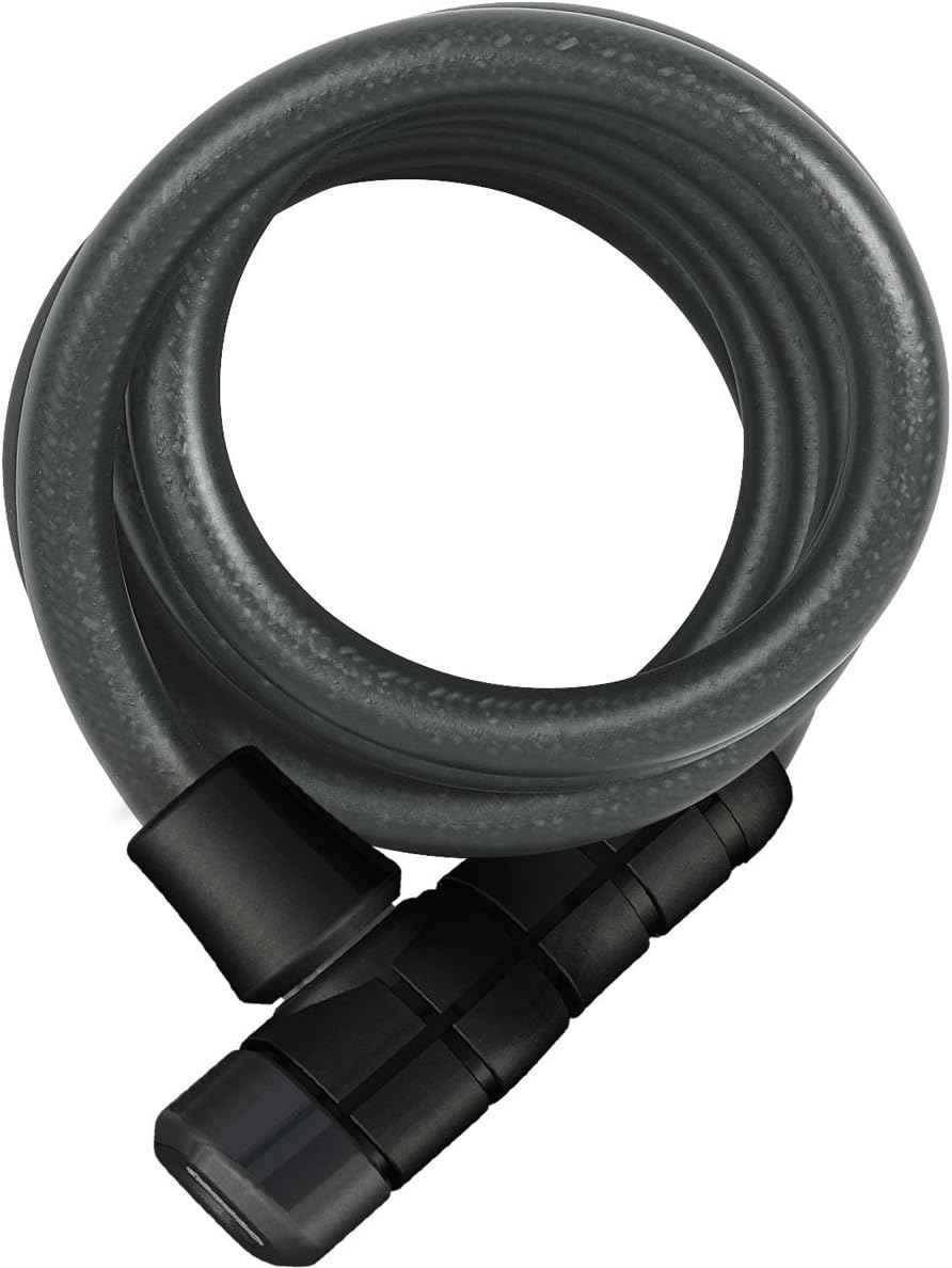 ABUS 6 Series 12mm Key Coil Cable Lock - 185cm, Durable Black Security Lock