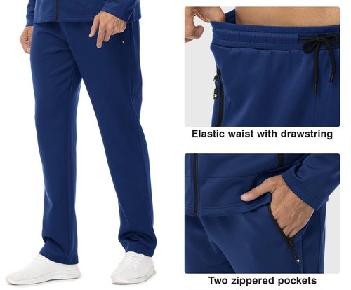 Rdruko Men's Sweatsuit Sets 2 Piece Hooded Full Zip Jogger Gym Lesiure Casual Track Sweat Suits for Men(Sapphire Blue, US L)