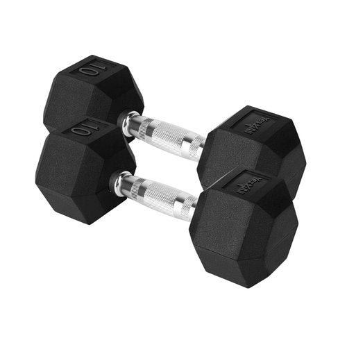 Yes4All Cast Iron - Chrome Grip Hex Dumbbell - 10 lbs - Pair
