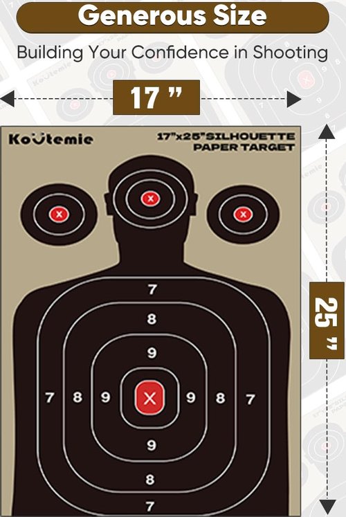 Koutemie Outdoor Shooting Target Stand Holder and 10 Pack 17 X 25 Inch Paper Shooting Targets