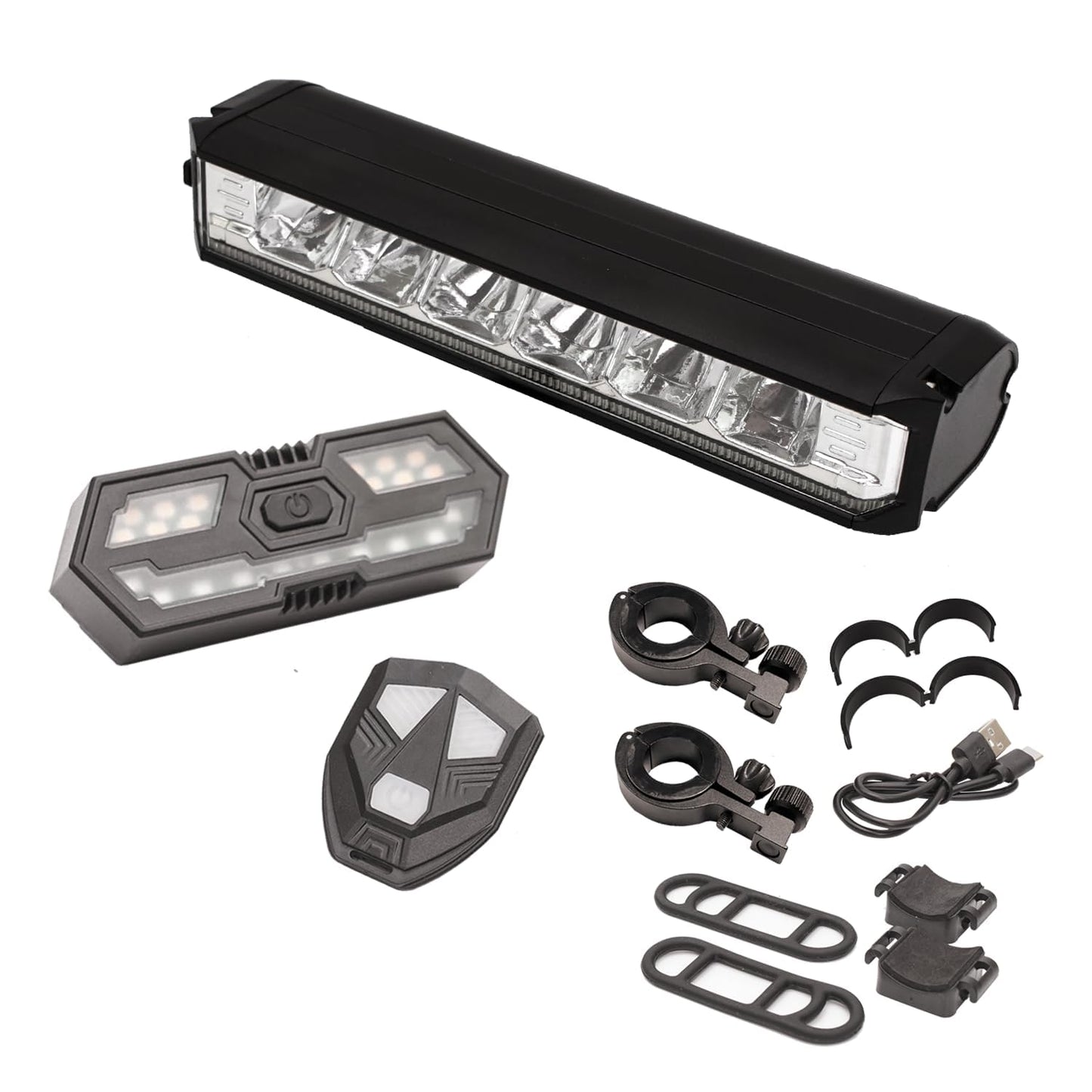 1400 Lumens Bike Lights Front and Back, with Remoto Control Brake Light,USB Rechargeable Bicycle Light,Super Bright 6 LED Bike Lights for Night Riding,Bike Headlight,IPX5 Waterproof, 3+5 Light Modes
