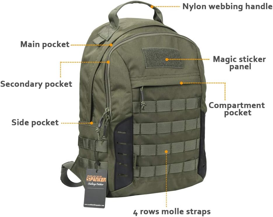 EXCELLENT ELITE SPANKER Military Tactical Backpack 18L Molle Backpacks Army Assault Survival Rucksack Pack (RGN)
