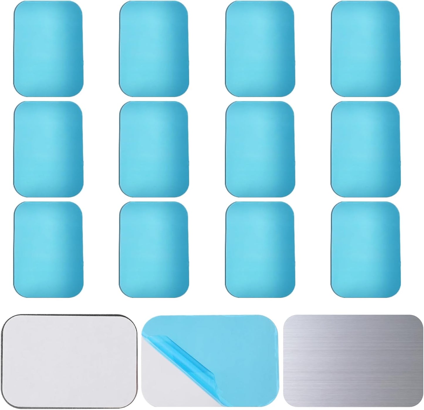 12 Pcs Magnetic Strips with Adhesive Backing, 2.56x1.77in/6.5x4.5cm Traceless Magnet Sheets with Adhesive Replacement Kitchen Cabinet Magnets for Cabinet Lights