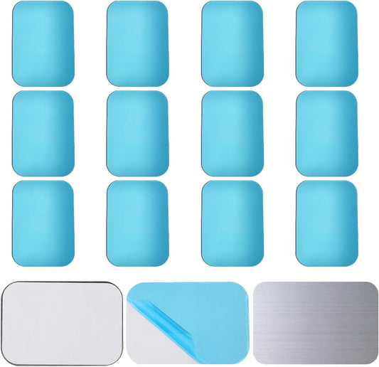 12 Pcs Magnetic Strips with Adhesive Backing, 2.56x1.77in/6.5x4.5cm Traceless Magnet Sheets with Adhesive Replacement Kitchen Cabinet Magnets for Cabinet Lights