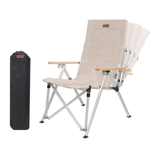 OLDVIND Folding Camping Chair Portable Chairs for Adults Adjustable High Back Outdoor Comfortable Chair with Storage Bag