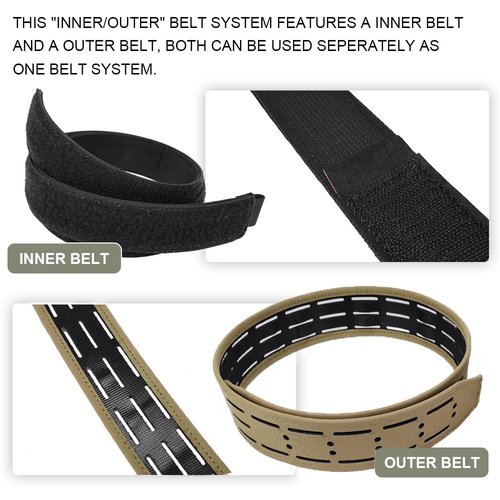 SINAIRSOFT Tactical Battle Belt,Dual Layer Combat Belt,1.75” Inner & 2.15” Outer Quick-Release Rigger MOLLE Belt