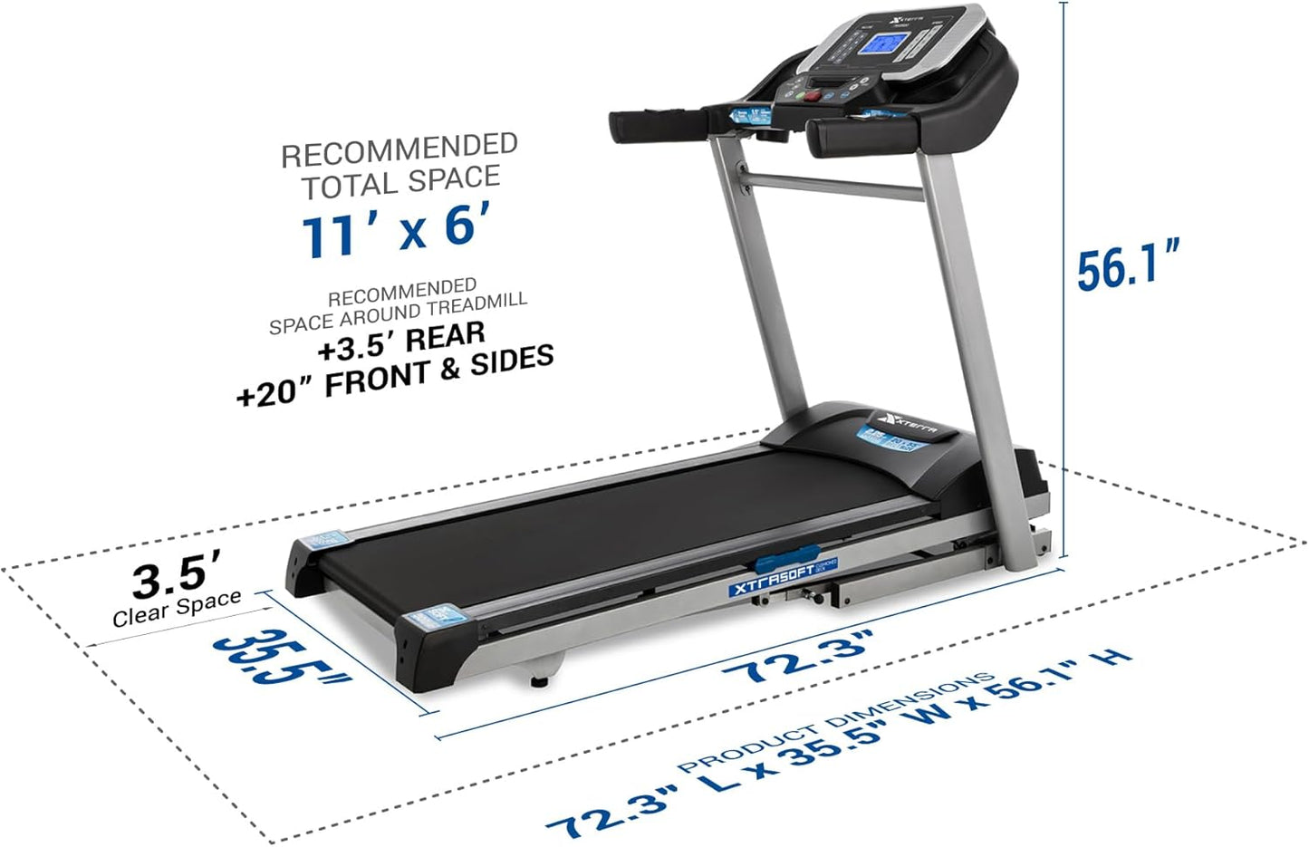 XTERRA Fitness Sport Series Premium Folding Smart Treadmill, Handlebar Speed and Incline Controls, Large XTRASoft Cushioned Running Deck, Built-in FTMS-Enabled Bluetooth with XTERRA+ Fitness App