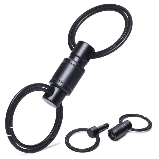 Autuveen Quick Release Detachable Keychain,Titanium Dual Pull Apart Key Rings Connector,Black EDC Swivel Carabiner Key Chain