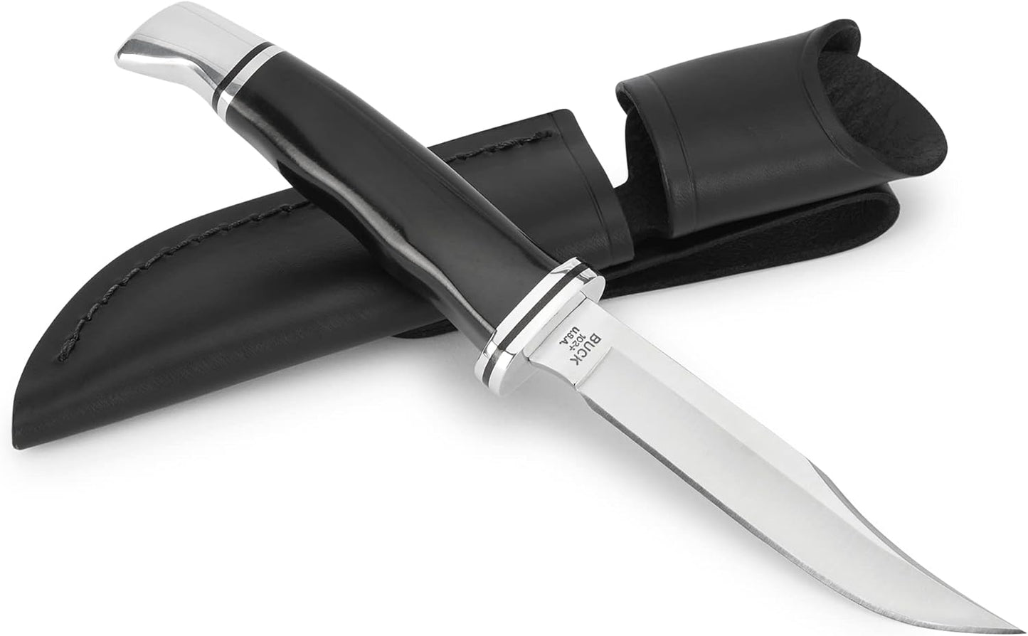 Buck Knives 102 Woodsman Fixed Blade Hunting Knife, 4" Stainless Steel Blade with Leather Sheath