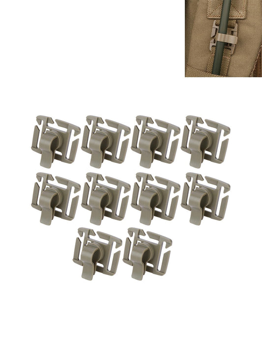 10 pcs Water Tube Clip, Hydration Hose Clip 360° Rotation, Simple Structure, ABS Material, Water Bottle Clip for Backpack, for Drinking Pipes with a Diameter of 8~12MM.
