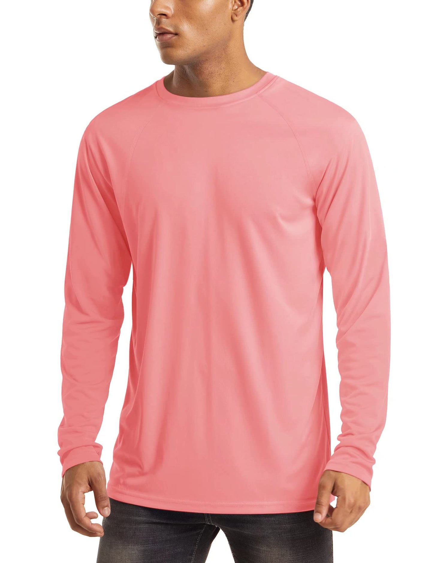 MAGCOMSEN Men's Shirt Rash Guard Long Sleeve Sun Shirts UV Protection SPF UPF Swim Polyester Clothing Watermelon Red,3XL