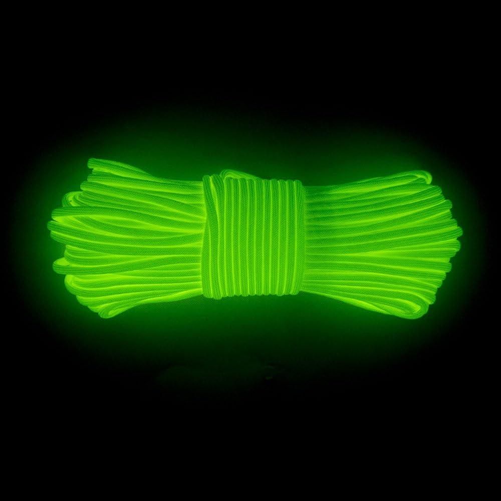 Glow in The Dark 550 Paracord - 100 Feet - 21 Strand - 10 Color Options
