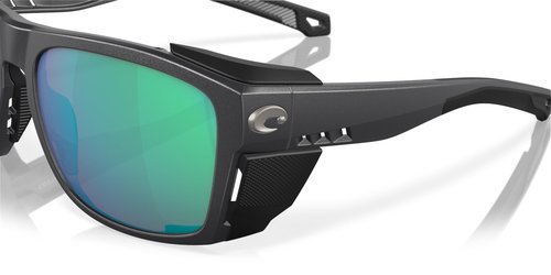 Costa Del Mar King Tide 6 Polarized Rectangular Sunglasses, Black Pearl/Green Mirrored Polarized-580G, 58 mm