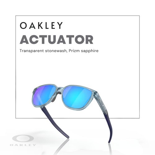 Oakley Actuator OO9250 925006 57MM Transparent Stonewash/Prizm Sapphire Rectangular Sunglasses for Men + BUNDLE Accessory Leash +BUNDLE ACCESSORY EYEWEAR Kit