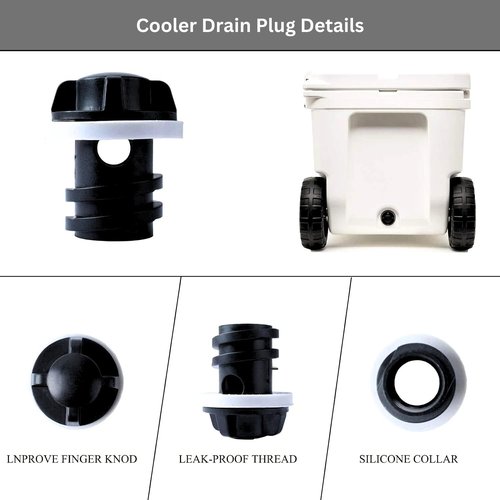 Yeti Compatible Drain Plugs - 2 Pack Leak-Proof Accessories for Roadie, Tundra, Tank & RTIC Coolers