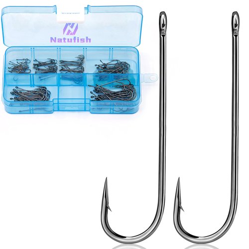 Natufish Aberdeen Fishing Hooks Set,150Pcs Crappie Panfish Hook Inline/Long Shank/Light Wire/Closed Eye for Sunfish Bass Freshwater