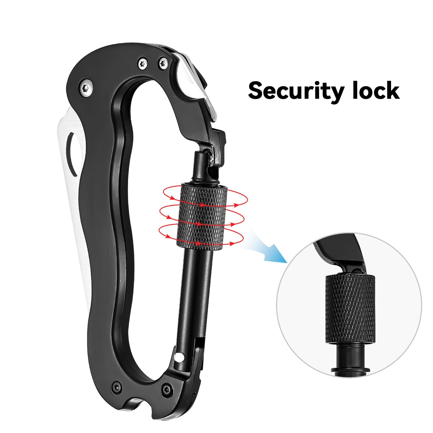 Multitool Keychain Carabiner Clips - Durable,Lightweight Aluminum Alloy Locking Carabiner for Hiking, Camping, Keychains, Dog Leashes, Hammocks,Multi Tool EDC Gear with Bottle Opener