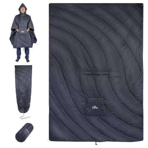iClimb Hooded 3M Thinsulate Insulation Warm Camping Blanket Wearable Poncho Ultralight Compact (Dark Grey)