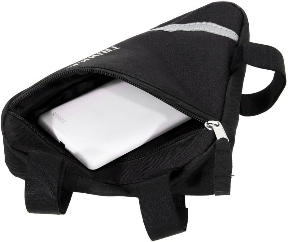 MOOCY Bicycle Bike Storage Bag Triangle Saddle Frame Strap-On Pouch for Cycling -Black