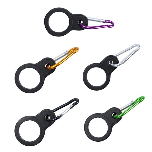 Runseaway 5Pcs Silicone Water Bottle Holder with 5Pcs Keychain Ring, Portable Bottle Carrier with Carabiner Clip for Hiking, Camping, Travel & Outdoor Activities, 5 Colors