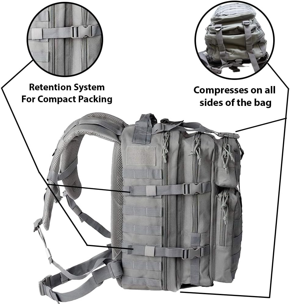 Exos Bravo Backpack - Large Military Hiking Backpack 34L - Waterproof Heavy-Duty Molle Hunting Bag for Men - Tactical Rucksack Daypack - Hydration Pack Compatible for Running, Cycling - (Coyote Tan)