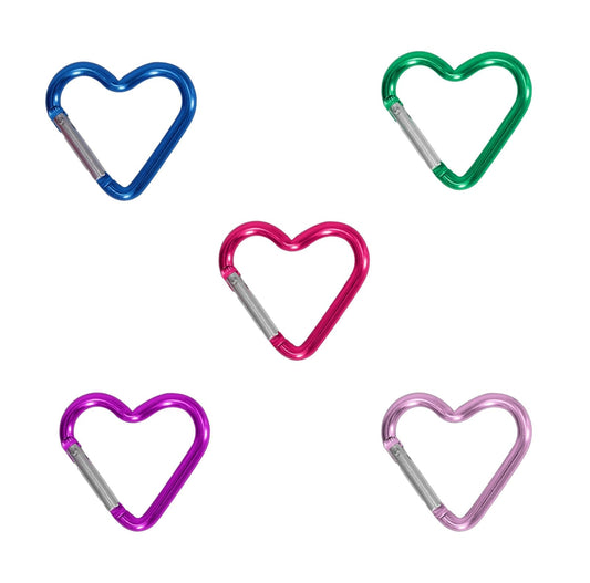 5Pcs Random Color Heart Shaped Carabiner Hook, Aluminum Alloy Snap Clip Key Holder, Keychain Tool for Fishing Camping Hiking Backpack Accessory，Accessory and Keychain Carabiners，Accessorie