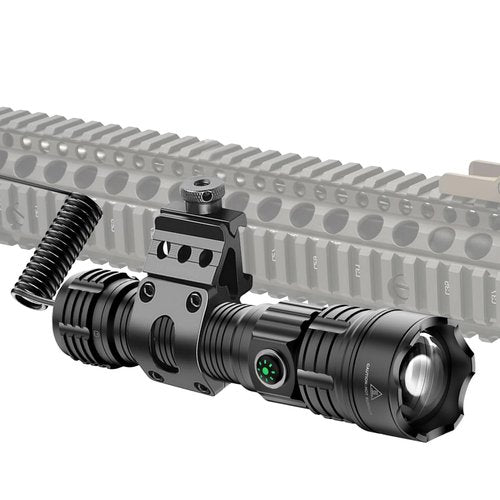 WINDFIRE Tactical Flashlight Rechargeable, Flashlight High Lumen with Picatinny Rails Mount and Pressure Switch, Zoomable 3 Modes Handheld Flash Light