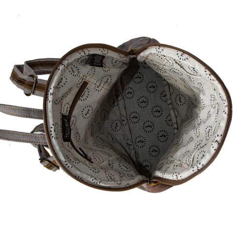 Myra Bag Western Leather Backpack Bag for Women, Upcycled Canvas Bag - Rigaud Rail