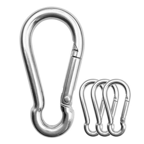 ThreeLeaves 3 Inch Carabiner for Dog Leash. Large Stainless Steel Carabiner Clips Heavy Duty.Stainless Steel Spring Snaps Hooks for Dog Leash. (4 Pack)
