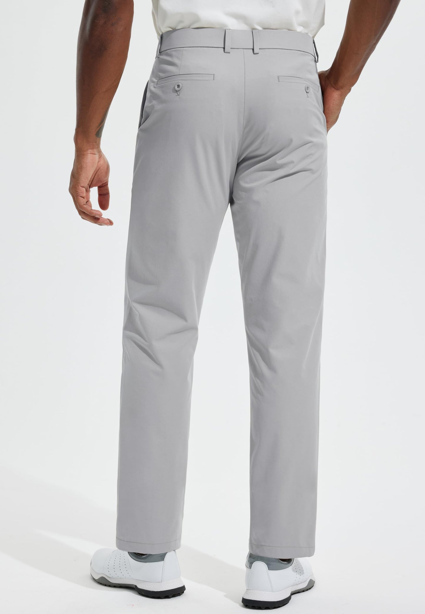 Men's Golf Pants 32" Classic Fit Quick Dry Lightweight Stretch Comfy Dress Work Business Casual Trousers for Men Clothing with Pockets, Light Grey, 32W x 32L