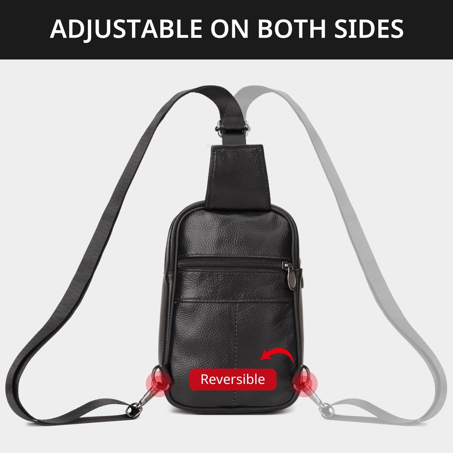 Furoching Daily Sling Bag for Men and Women, Small Leather Crossbody Chest Bag with Adjustable Straps, Lightweight Casual Backpack for Traveling Hiking