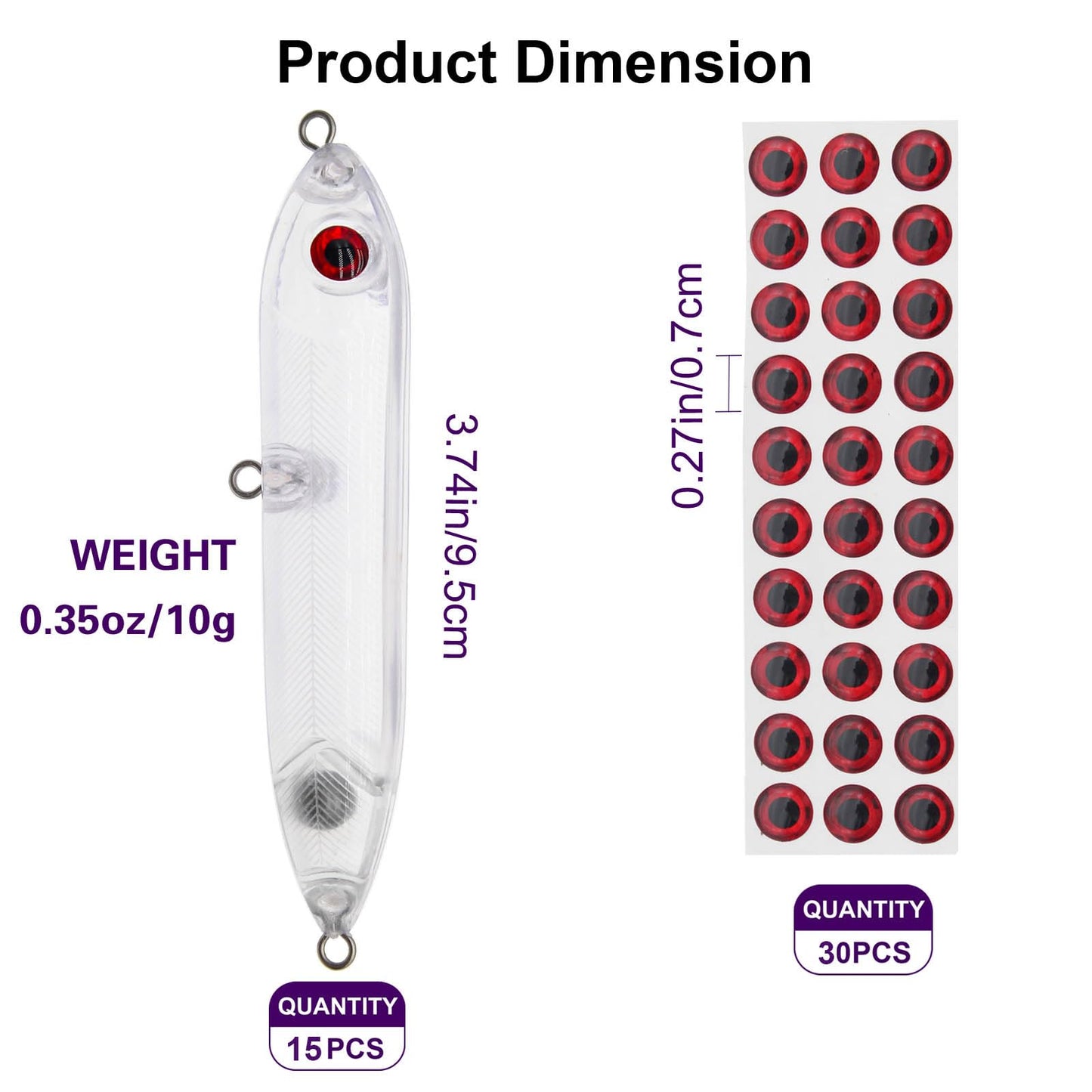 Aollerfilery 15PCS Fishing Blanks Lures Kit - DIY Topwater Swimbait & Crankbait Set for Bass, Salmon, Trout - Ideal for Saltwater Freshwater Fishing,Transparent Unpainted Bait Blanks