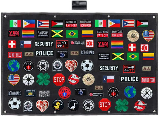 Antrix 45x30 inches Tactical Patch Display Panel Holder Board Wall Organizer for Tactical Military Army Combat Moral Airsoft Uniform Hook and Loop Emblem Patches