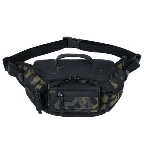CamGo Tactical Fanny Pack for Men Women Expandable Military Waist Bag Hip Belt Bumbag Utility Bags for Hiking Climbing Fishing (#01-CP Black)