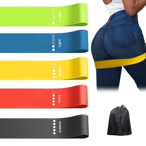 XonyiCos Resistance Bands Set for Physical Therapy | Exercise Bands Booty Bands for Women, Stretching, Physical Therapy, Yoga, Work from Home Fitness (5pc Set)