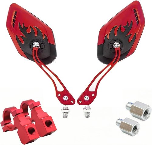 Nakazawa Bike Mirrors for Electric Bikes - 2 Pack Mirrycle Bike Mirrors, Handlebar Rearview Mirror, Bicycle Mirrors for Handlebars - Enhance Safety and Visibility on Your Electric (red)