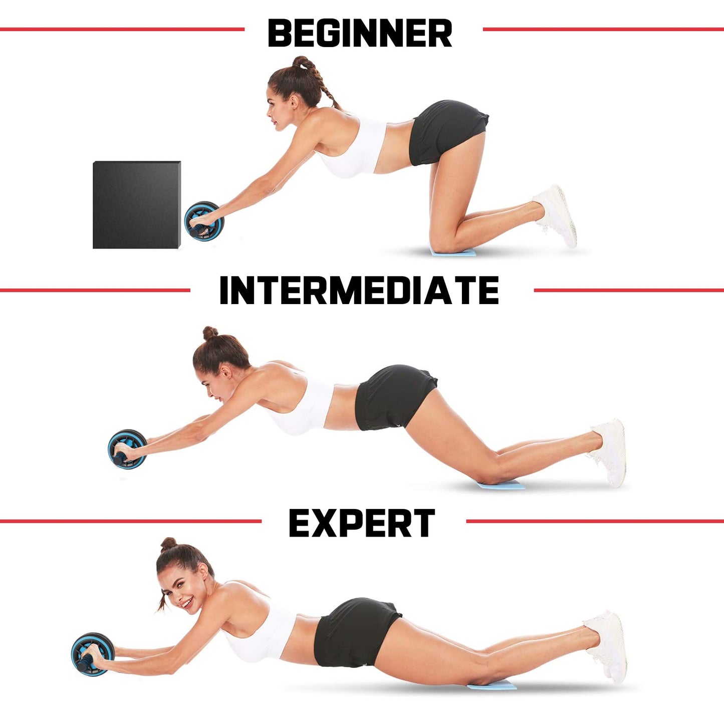 Ab Roller Wheel,Ab Workout Equipment,Home Gym Equipment for Abdominal & Core Strength Training,Wider Ab Machine with Knee Pad Accessories,No Noise Ab Wheel for Men & Women Abdominal（Bule)