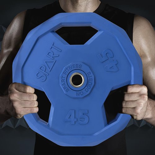 SPART Color Coded Weight Plate 1-Inch Rubber Coated Standard Grip Plate for Barbell,Solid Cast Iron Weight Plates for Strength Training,Weightlifting,Crossfit, Fit All 25/28mm Barbells, 2.5LB, Pair