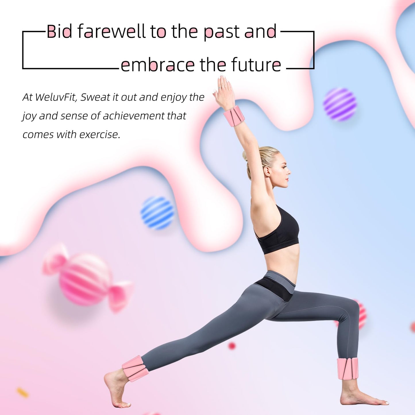 Adjustable Wearable Pilates Wrist & Ankle Weights For Women & Men | Arm & Leg Weights Silicone Wrist Bangles For Home Gym Workout, Travel, Yoga, Barre, Strength Training-Set Of 2 Weights (1lb Each)