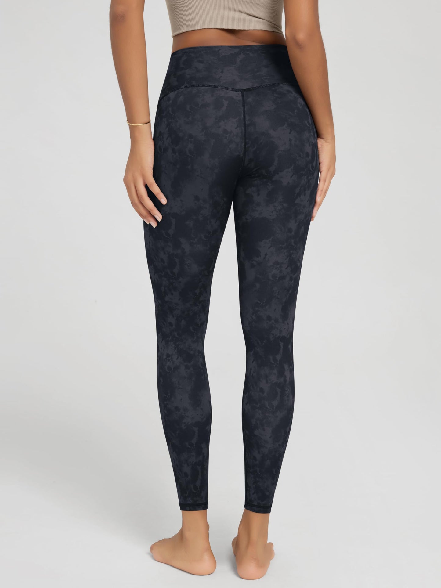 ODODOS Buttery Soft Lounge Yoga Leggings for Women 7/8 Length 25" High Waist Yoga Pants, Tie Dye Smoke Ink, Small