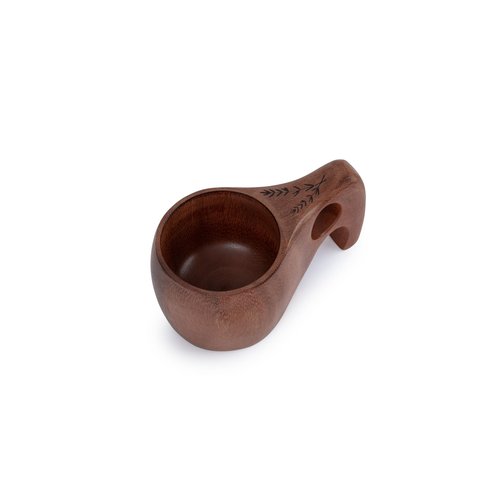 Barebones Kuksa Wooden Drinking Cup - Unique Acacia Mug with Nordic Style, Ergonomic Handle, Food-Safe Coating and Leather Cord - Versatile, Sustainable for Camping or Home (4 oz)