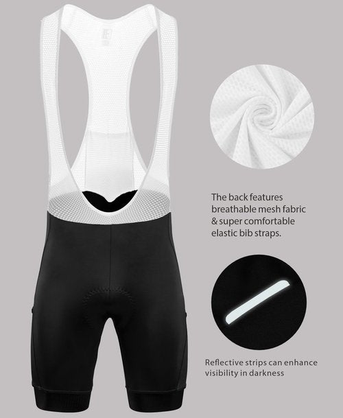qualidyne Cycling Bibs Men, 4D Padded Road Bike Bib Shorts with Pockets, Biking Bicycle Shorts UPF50+