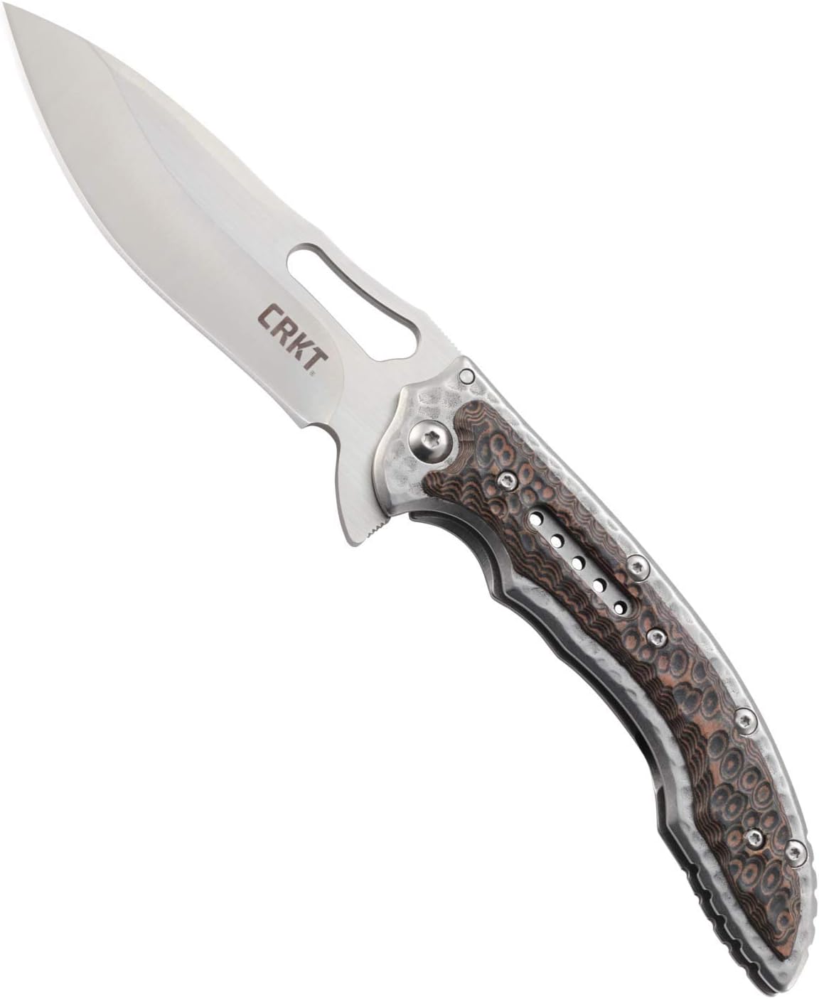 CRKT Fossil Folding Pocket Knife: Compact Stainless Steel Plain Edge EDC Folder with Frame Lock, Everyday Carry Knife, Satin Blade Finish 5460, Brown