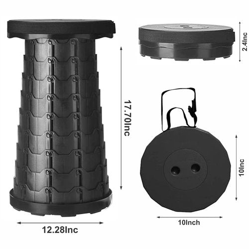 LEHAZA Collapsible Stool with Collapsible Cup & Shoulder Bag, Portable Folding Stool, 400lbs Capacity, Telescopic for Outdoor Camping Fishing Hiking BBQ (Black)